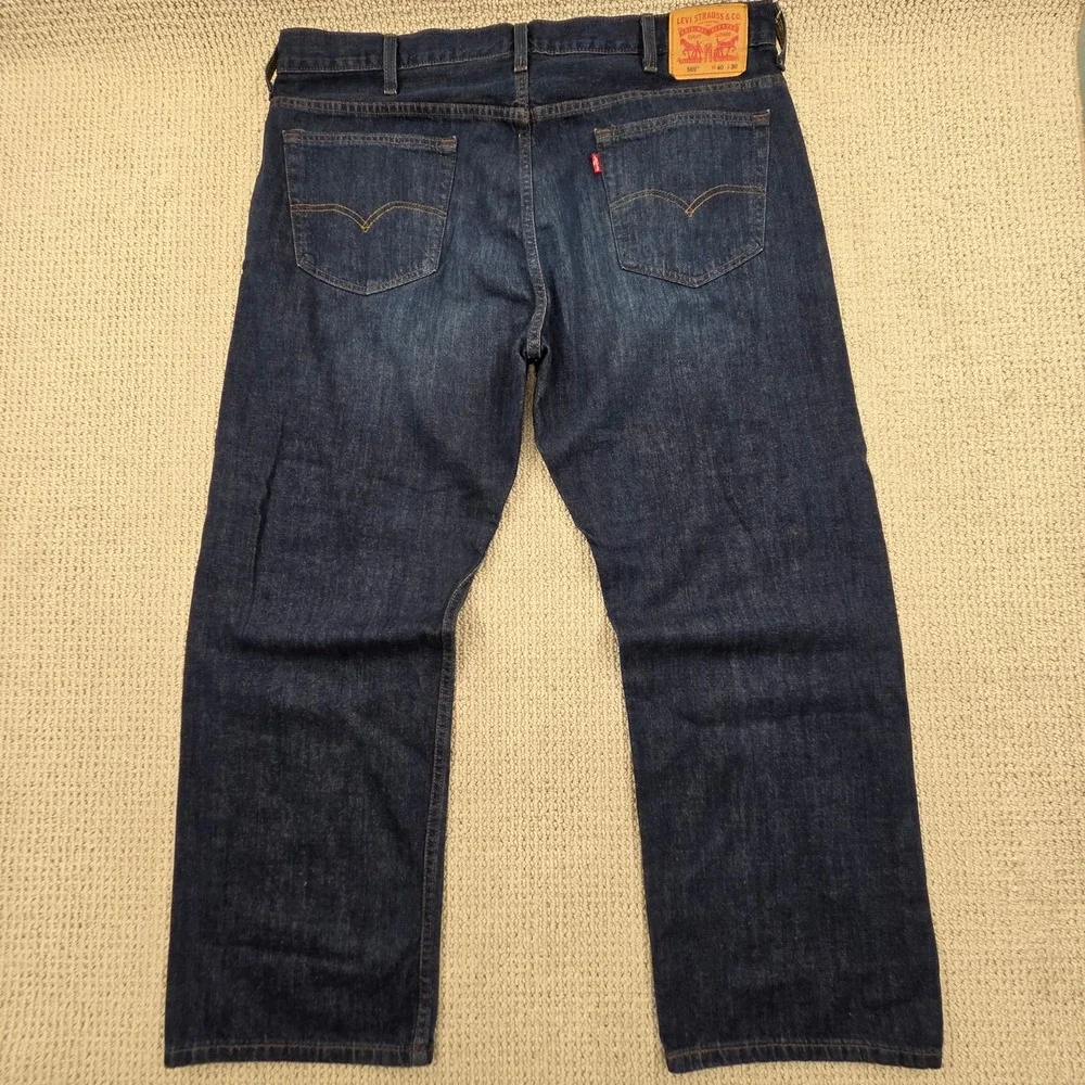 Levis 569 Loose Straight Fit Denim Jeans Dark Wash Blue Mens 40x30 Baggy